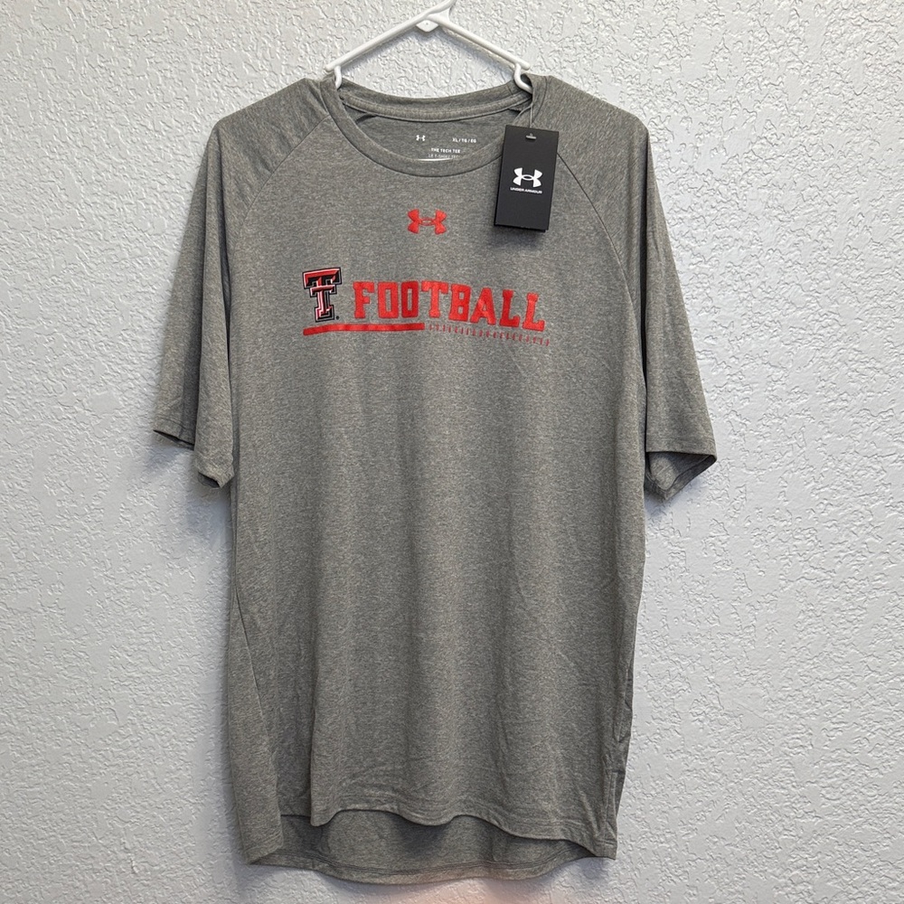 UA NWT Gray Tee w/ Red Texas Tech Football Print